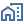 Blue house or building icon with a document showing values next to it, representing real estate market growth.